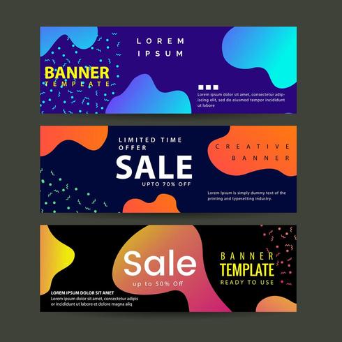 Conjunto de banners líquidos gráficos modernos abstractos vector