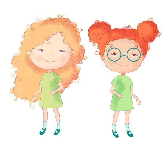 Cute cartoon girls vector