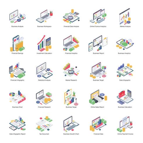 Data Analytics Pack of Isometric Icons vector