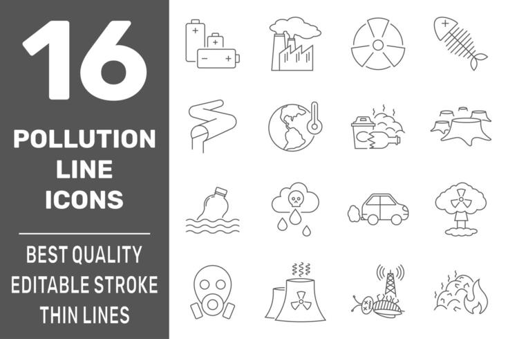 Ecology pollution symbols icons set vector