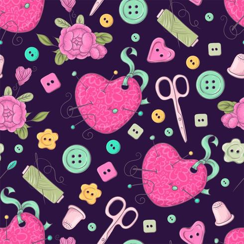 Seamless pattern of  sewing accessories.  vector