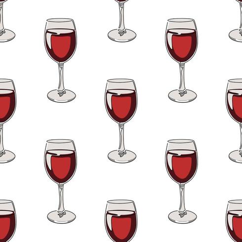 Seamless pattern background with glasses of red wine.  vector