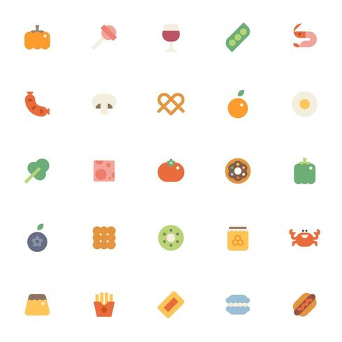 Conjunto de colección de varios iconos de comida. vector