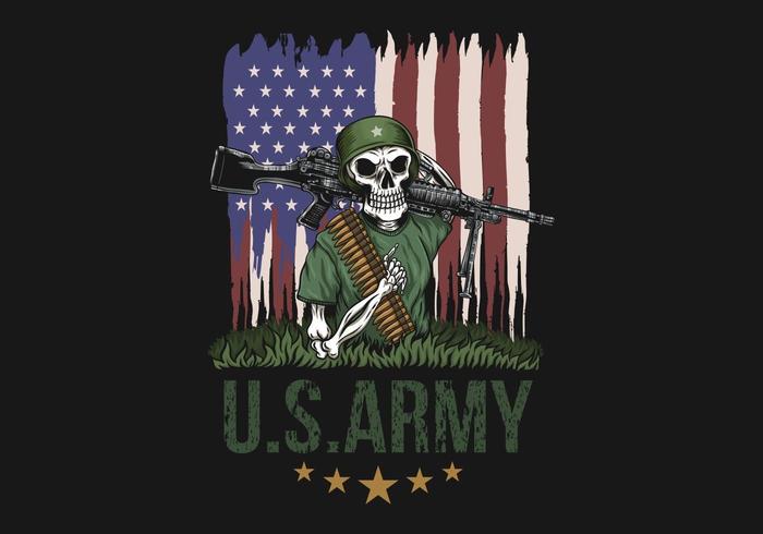 Machine Gun Skull American Army illustration vector