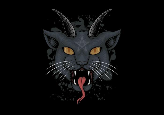 Satanic Cat head illustration vector