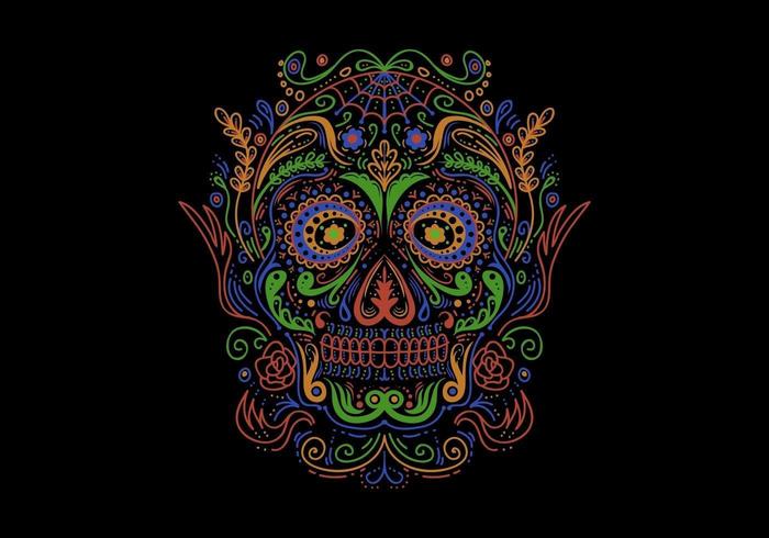 Decoración colorida de calavera de azúcar vector