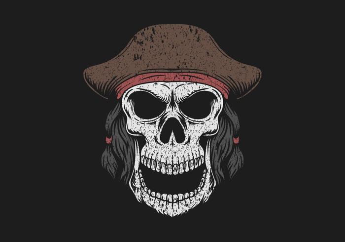 skull wearing pirate hat illustration vector