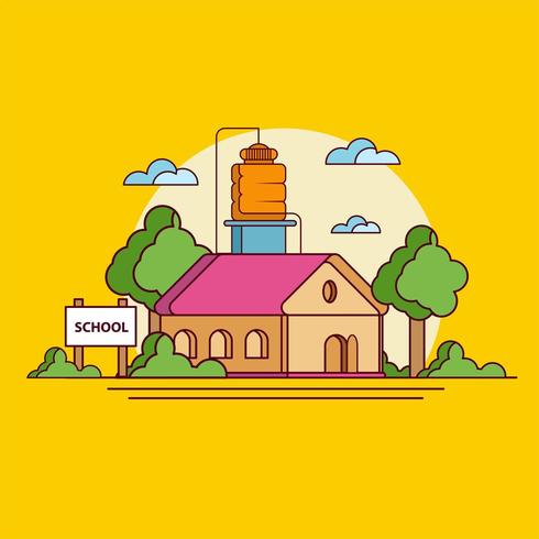 Back to School Flat Line Vector Illustration 