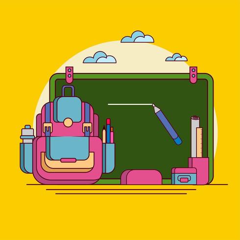 Back to School Flat Line Vector Illustration on Isolated Background.