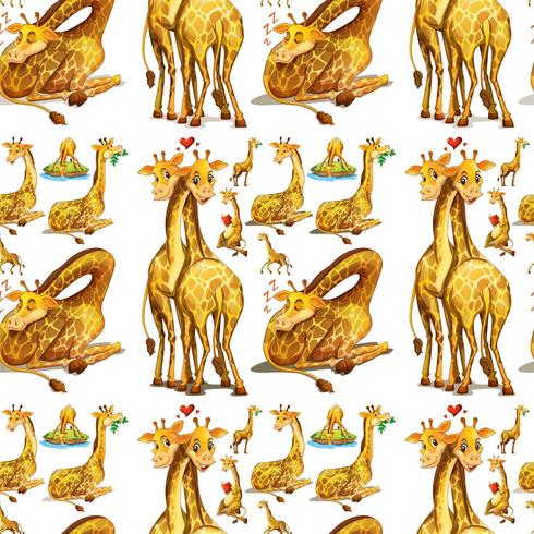 Seamless giraffe in different actions vector