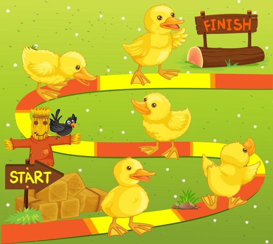 Game template with ducks in the farm vector