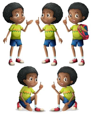 Cinco niños afroamericanos vector