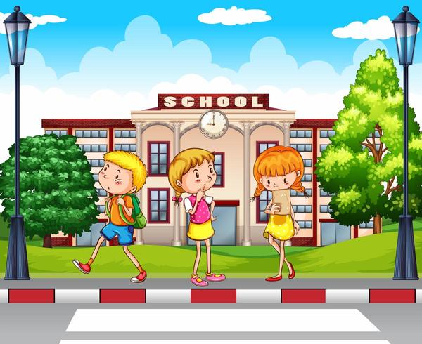 Students going to school vector