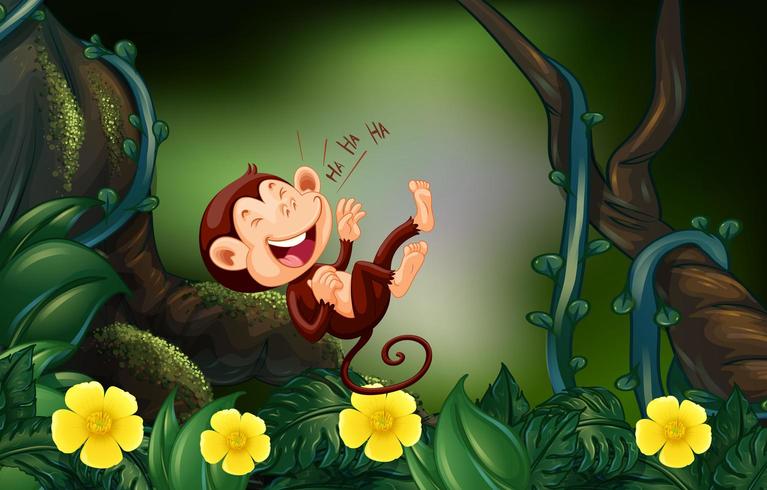 Happy monkey in the deep forest vector