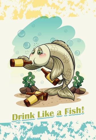 Idiom drink like a fish vector