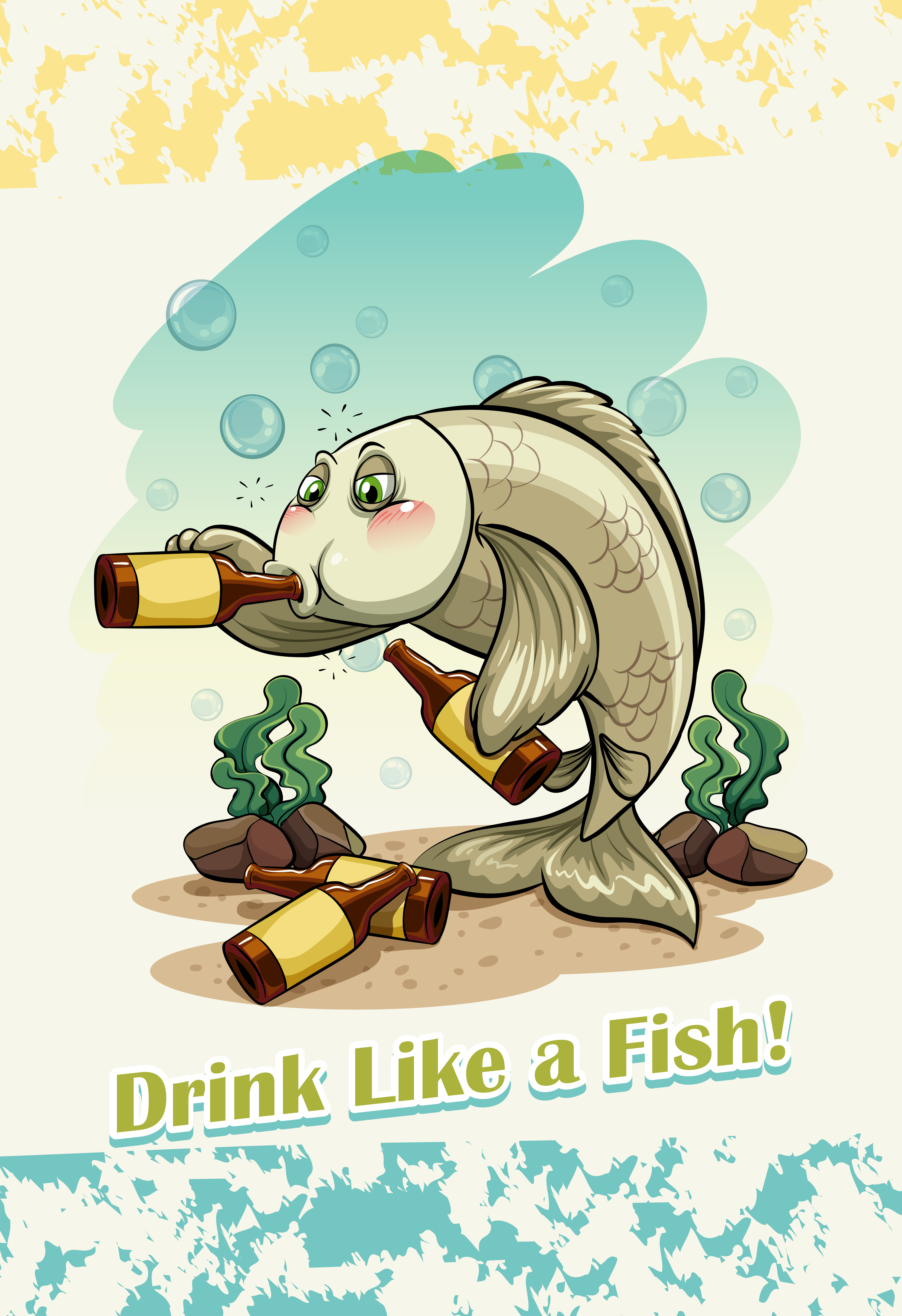 Download Idiom drink like a fish 682939 Vector Art at Vecteezy