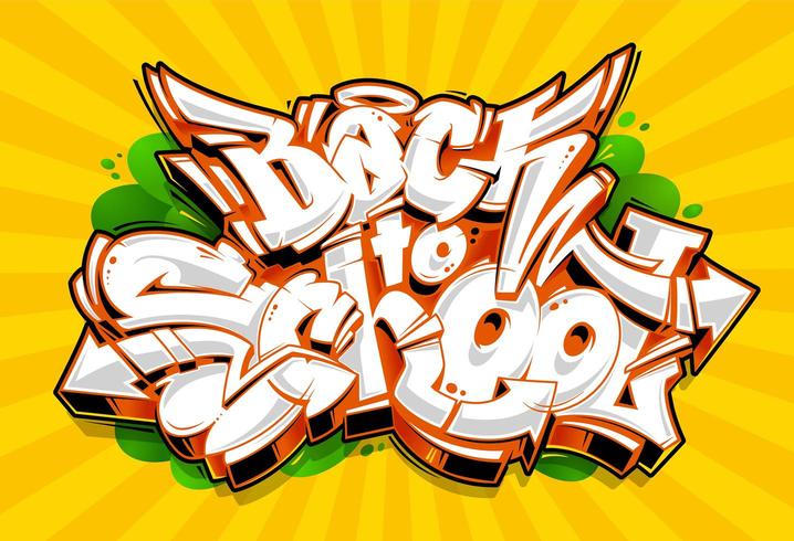 Letras de graffiti de regreso a la escuela vector