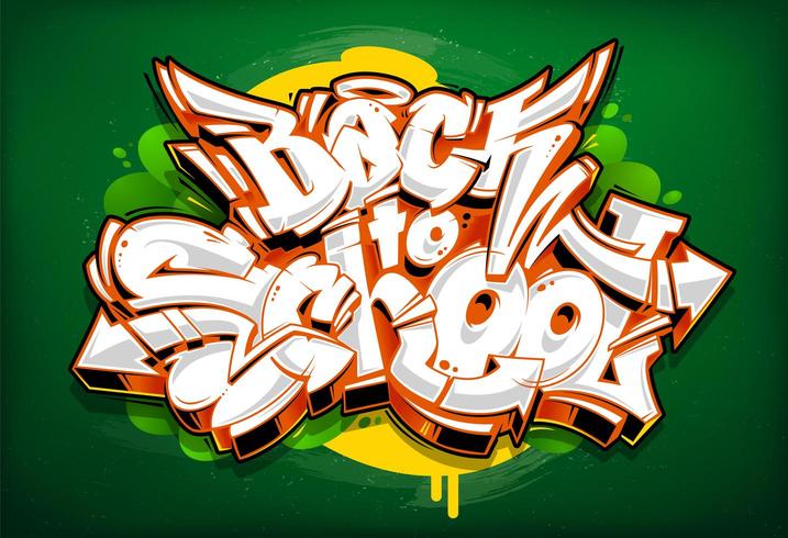 Letras de graffiti de regreso a la escuela vector