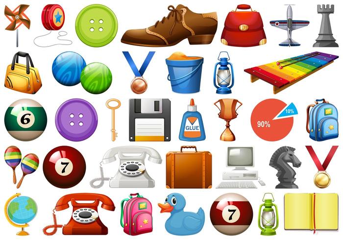 Set of different objects vector