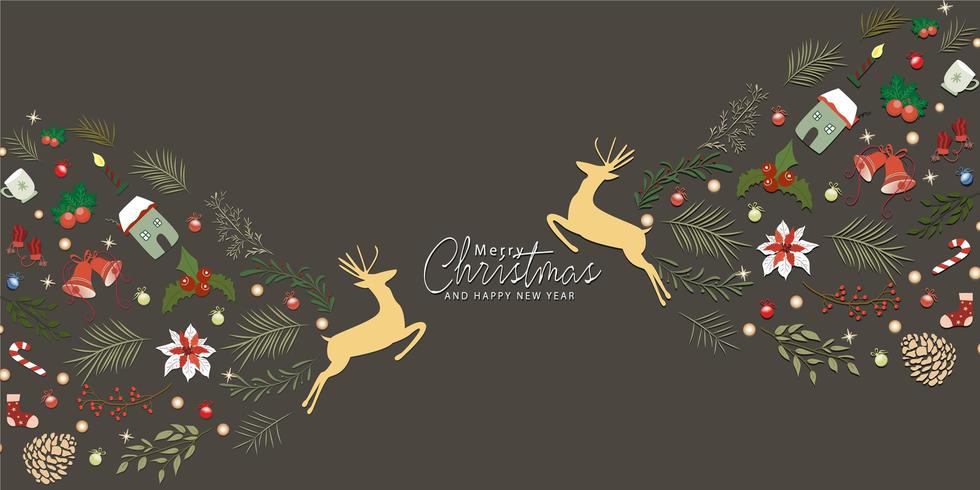 Merry Christmas greeting card seamless pattern  vector