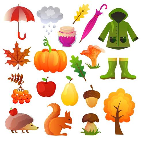 colección de conjunto de vectores de iconos de otoño