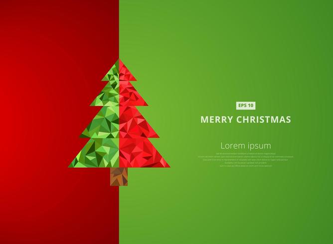 Template christmas tree red and green background  vector