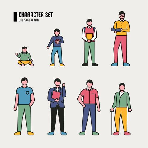 Growth stage character by age group.  vector