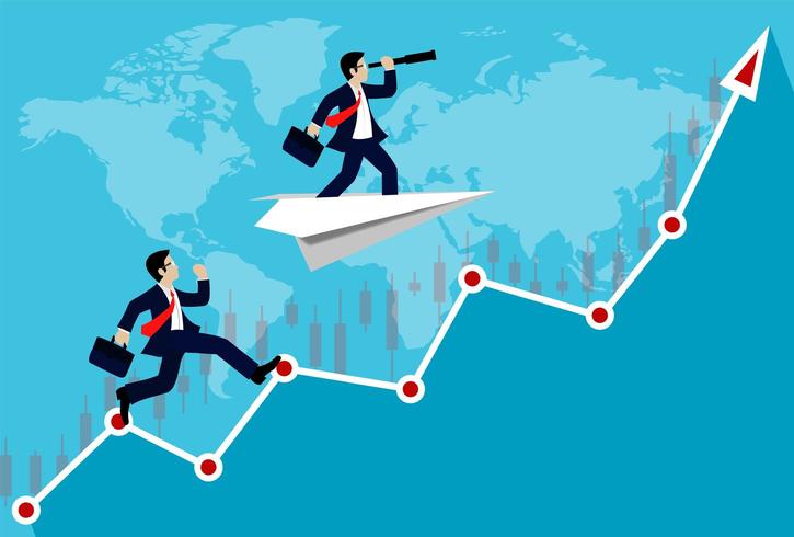 Businessman competition on a white arrow vector