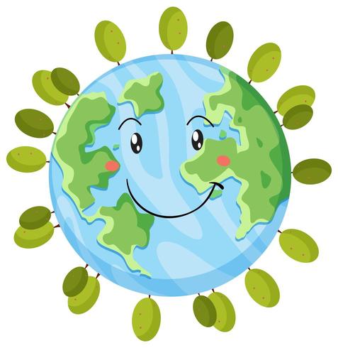 A happy earth icon vector