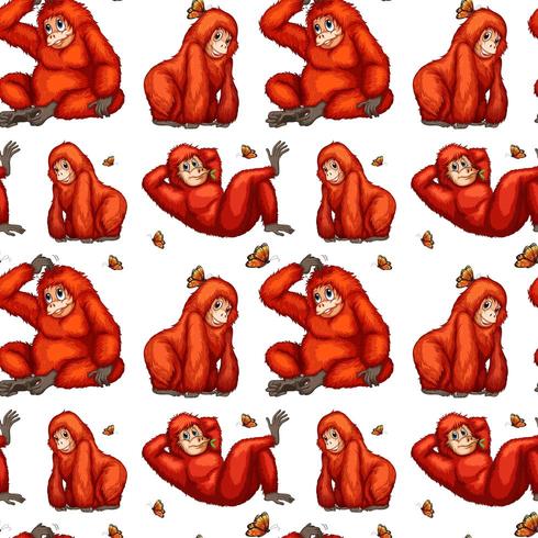 Seamless background with orangutans vector