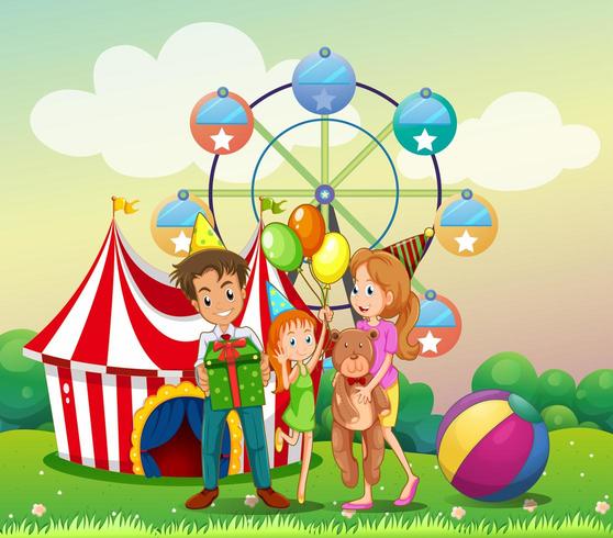A family at the carnival vector