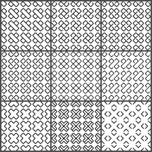 Black crosses seamless pattern set vector