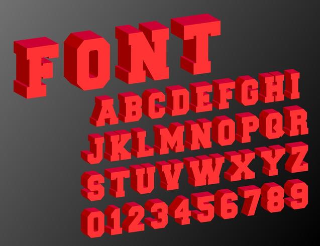 Alphabet font 3d template vector