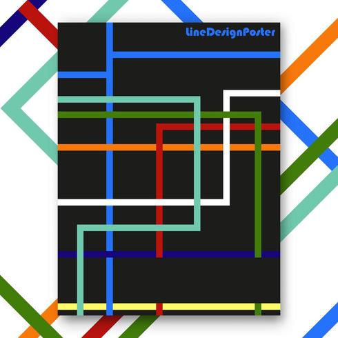 Colorful line interior poster vector