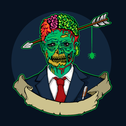 Zombie manager with arrow in head vector