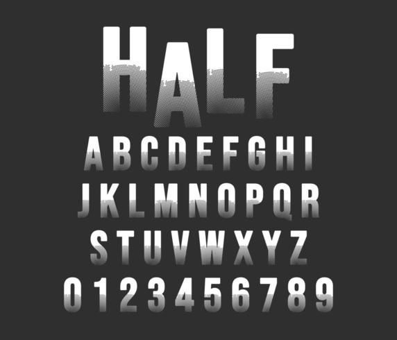 Halftone alphabet font template vector