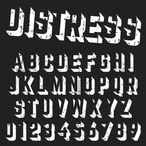 Rough alphabet font template vector