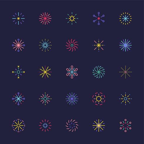 Fireworks icon collection set of various patterns.  vector