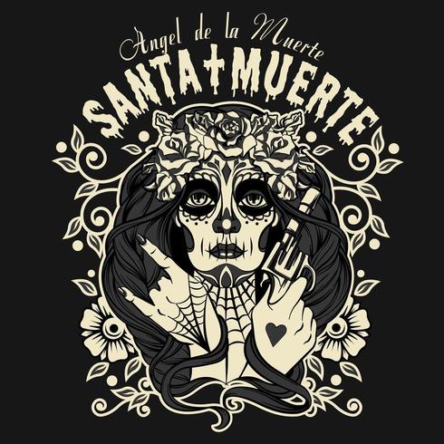 Santa Muertos Halloween T-shirt Print vector