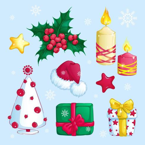Set of christmas stickers vector
