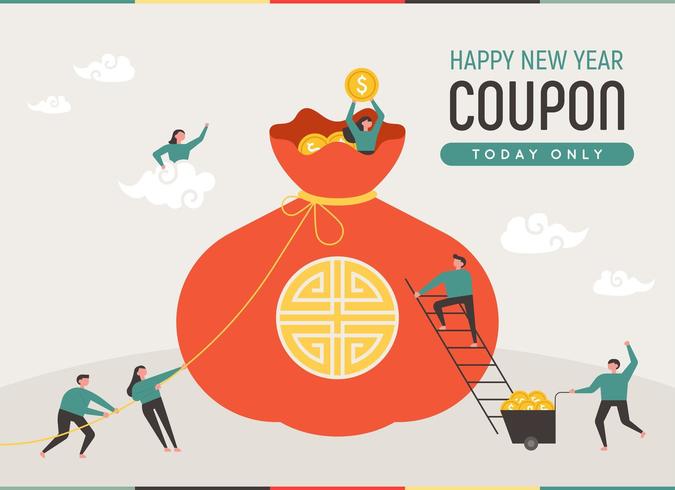 New Year Event Promotion Poster. Huge money bag vector