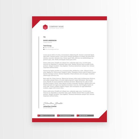 Modern Red Letterhead Template vector