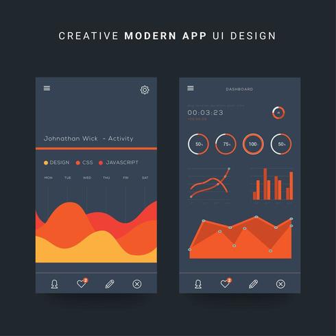 App Dashboard Design Template vector