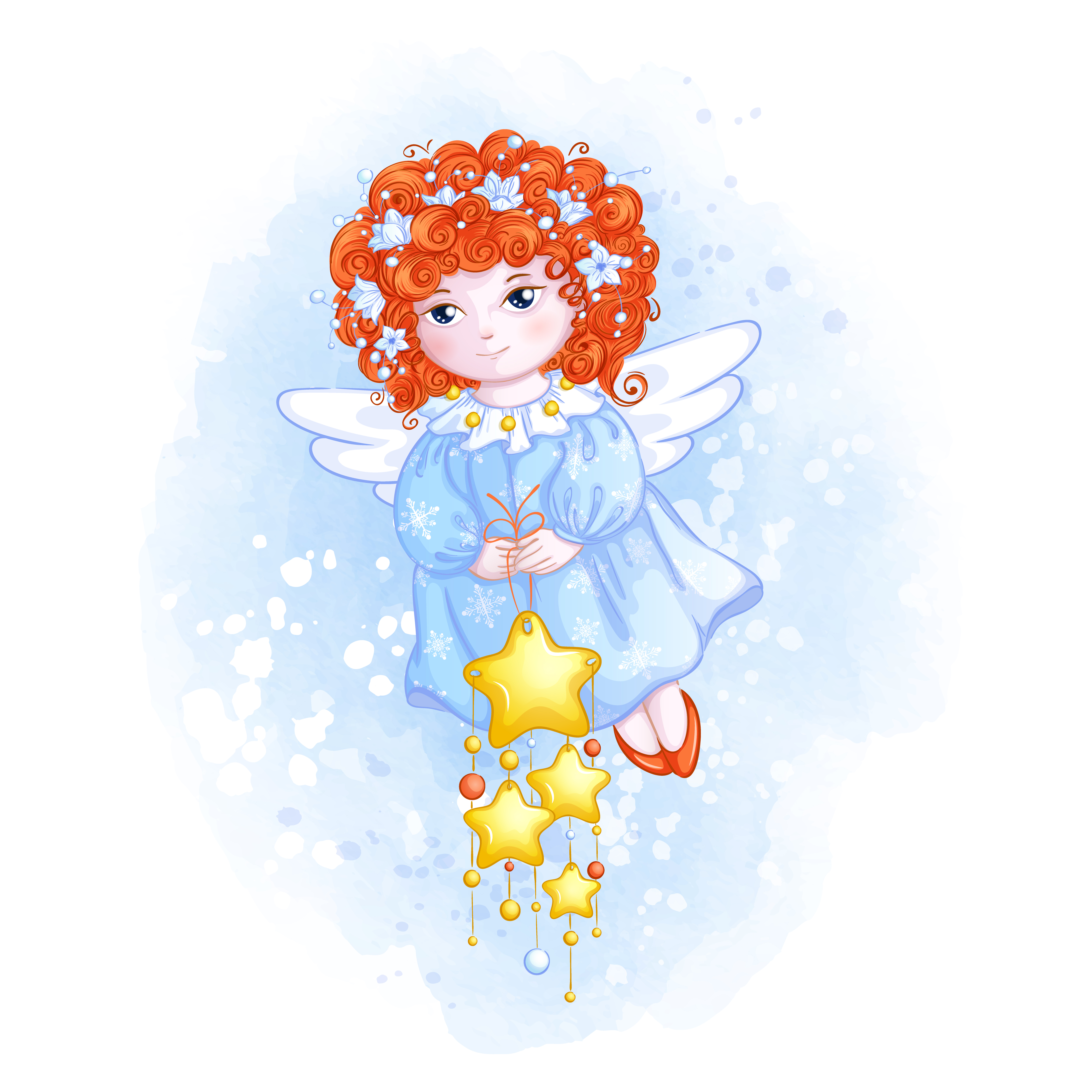 Download Cute Christmas angel with red curly hair - Download Free ...