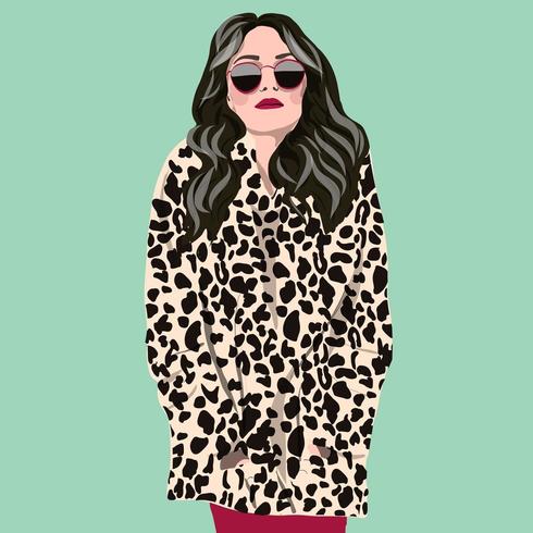 retrato estilo niña jóvenes mujeres moda vector