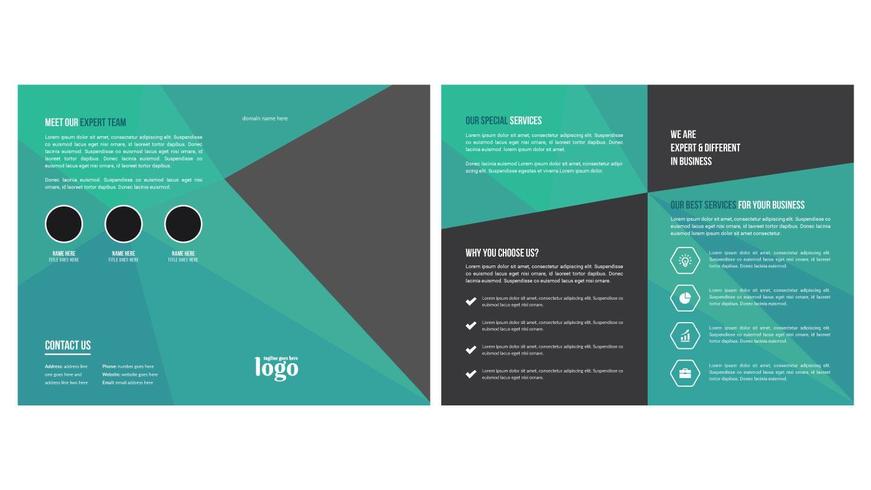 Plantilla de folleto bi fold vector