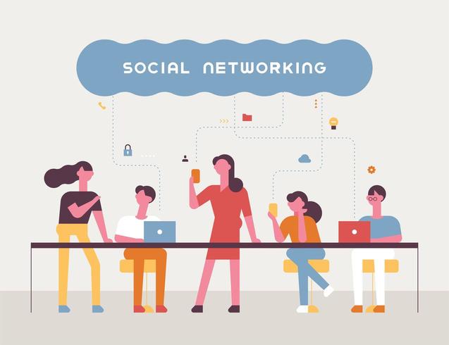 Banner poster of social network concept. vector