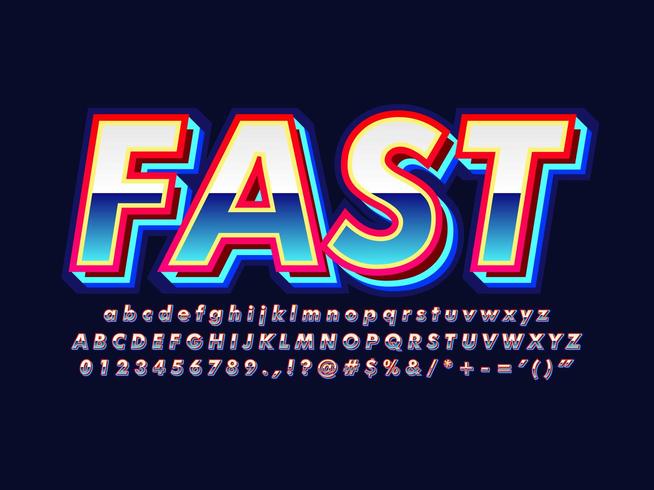 Blue Retro 80s Font vector