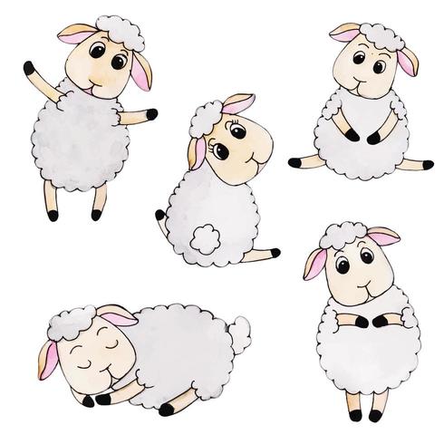 Cute Watercolor Autumn Sheep Collection vector