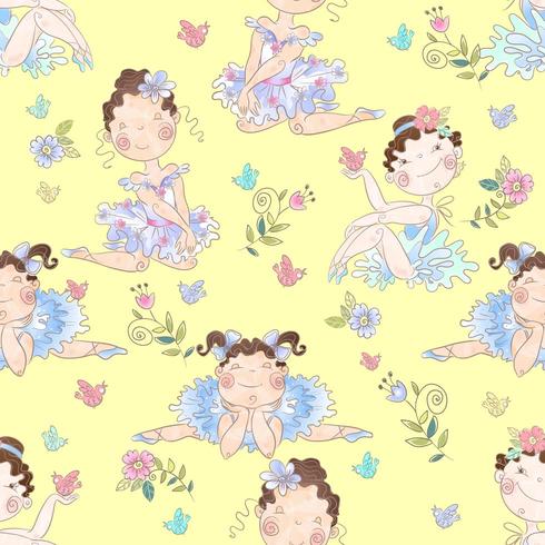 Seamless pattern. Lovely girls ballerinas  vector